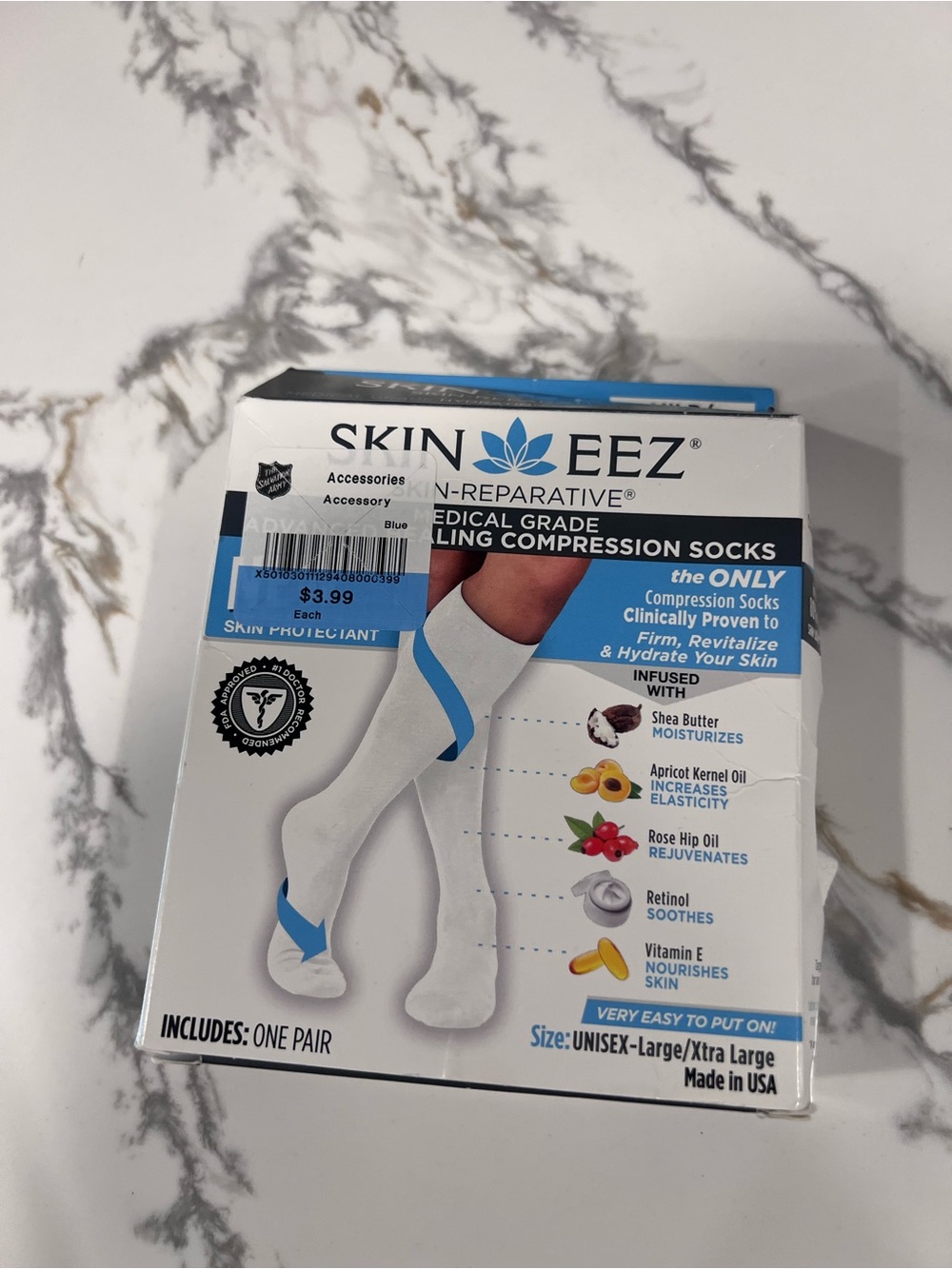 Skin Eez Skin Advanced Healing Compression Socks - L/xtra LargeWhite